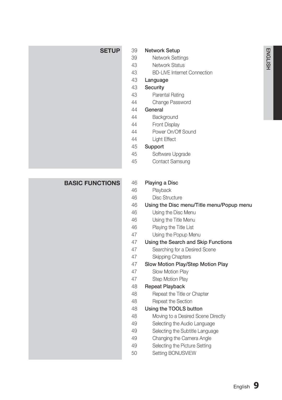 Samsung BD-C7900 user manual Setup Basic Functions 