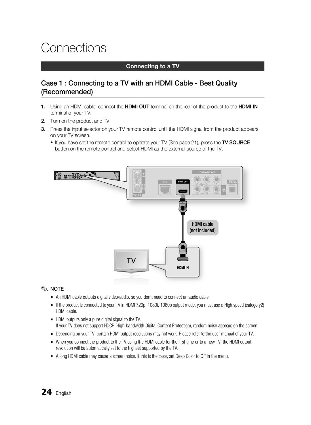 Samsung BD-C8200/EDC, BD-C8500/EDC, BD-C8200/XEN, BD-C8500/XEN, BD-C8200/XEF, BD-C8500/XEF, BD-C8500/XEE Connecting to a TV 