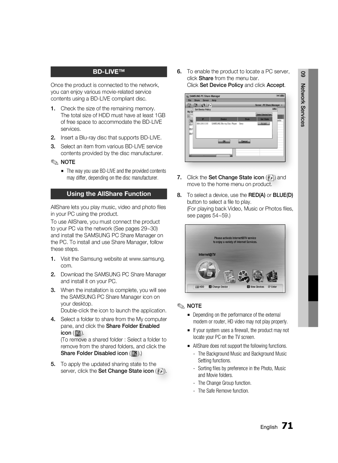 Samsung BD-C8200/XEE, BD-C8200/EDC manual Using the AllShare Function, Double-click the icon to launch the application 