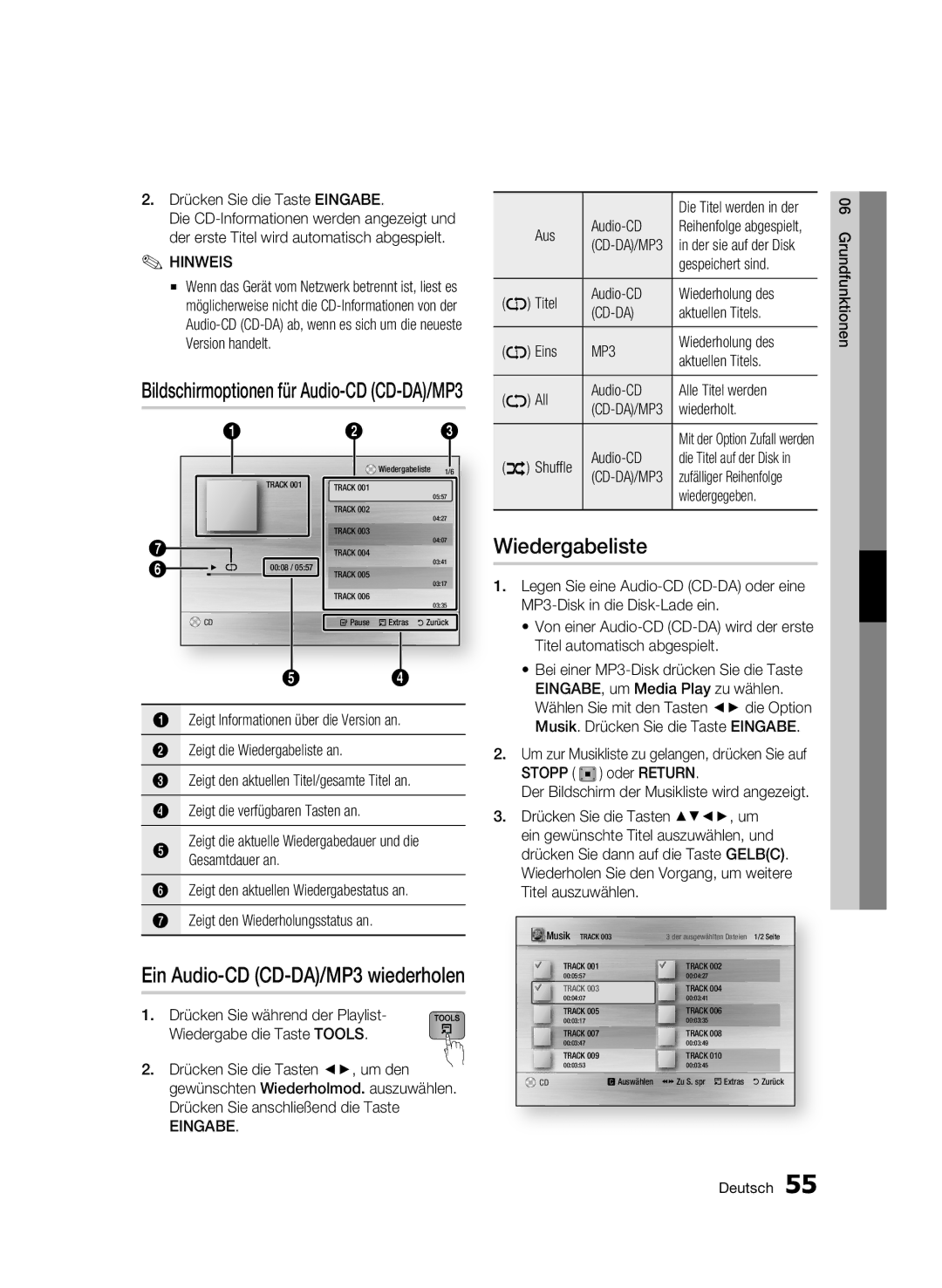 Samsung BD-C8500/EDC, BD-C8200/EDC, BD-C8200/XEN, BD-C8500/XEN, BD-C8200/XEF, BD-C8500/XEF manual Wiedergabeliste 