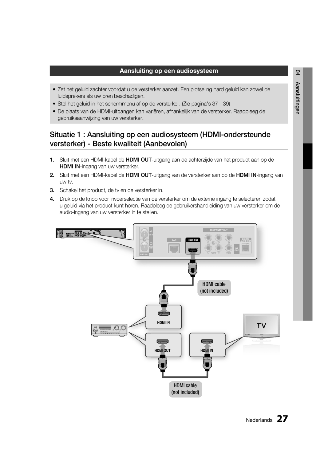 Samsung BD-C8500/XEN, BD-C8200/EDC, BD-C8500/EDC, BD-C8200/XEN, BD-C8200/XEF, BD-C8500/XEF Aansluiting op een audiosysteem 