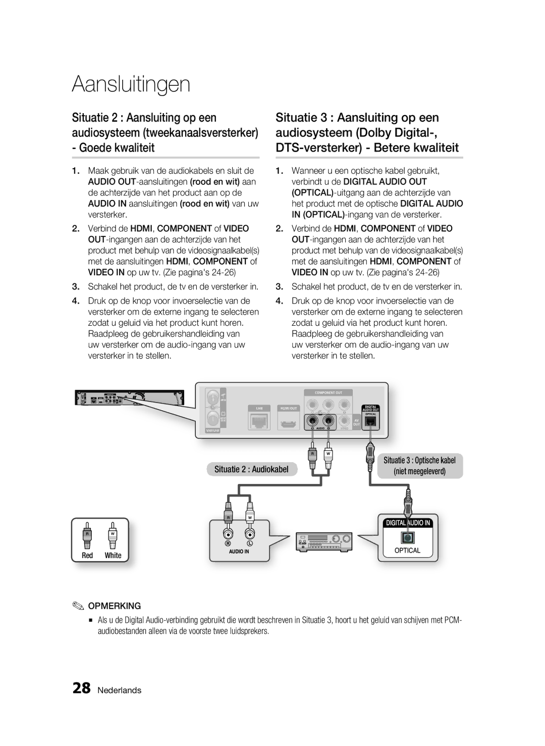 Samsung BD-C8200/XEF, BD-C8200/EDC, BD-C8500/EDC, BD-C8200/XEN, BD-C8500/XEN manual Schakel het product, de tv en de versterker 