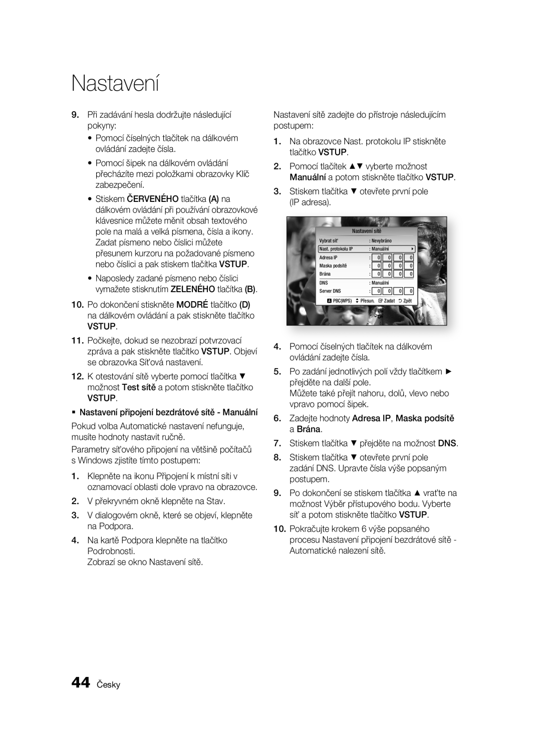 Samsung BD-C8200/EDC, BD-C8500/EDC manual 44 Česky 