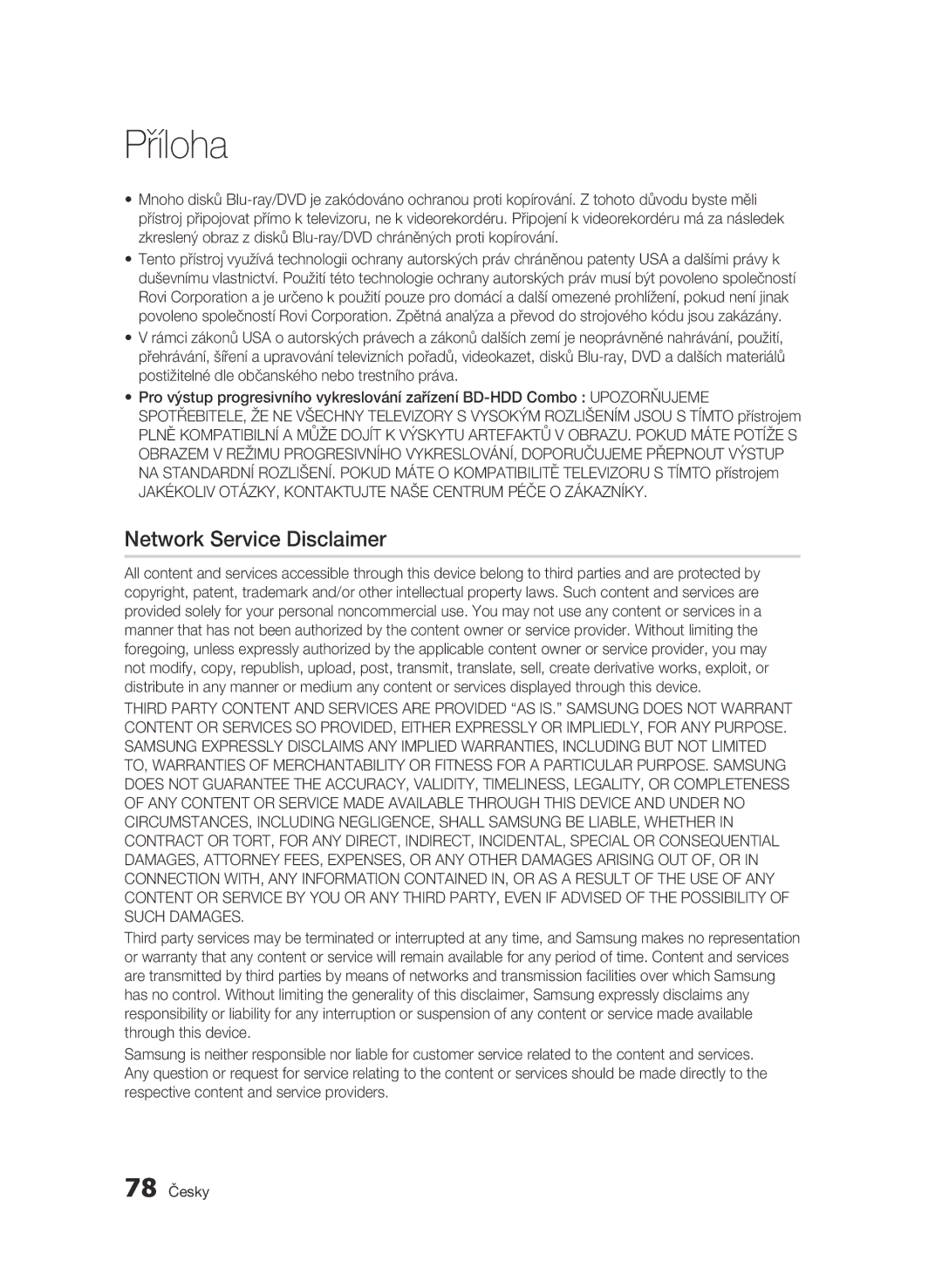 Samsung BD-C8200/EDC, BD-C8500/EDC manual Jakékoliv OTÁZKY, Kontaktujte Naše Centrum Péče O Zákazníky, 78 Česky 