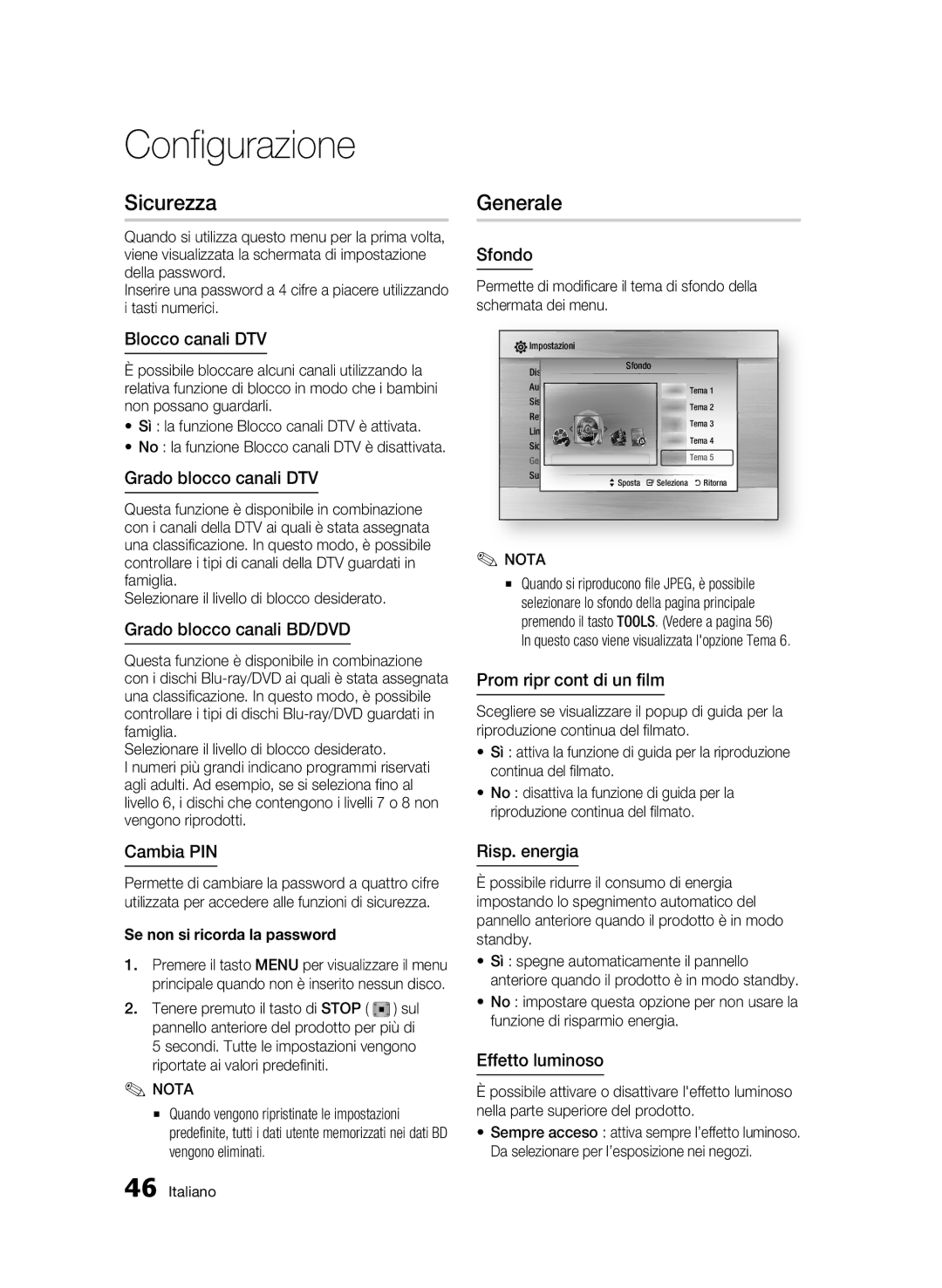 Samsung BD-C8200/XEF, BD-C8500/EDC, BD-C8500/XEF manual Sicurezza, Generale 