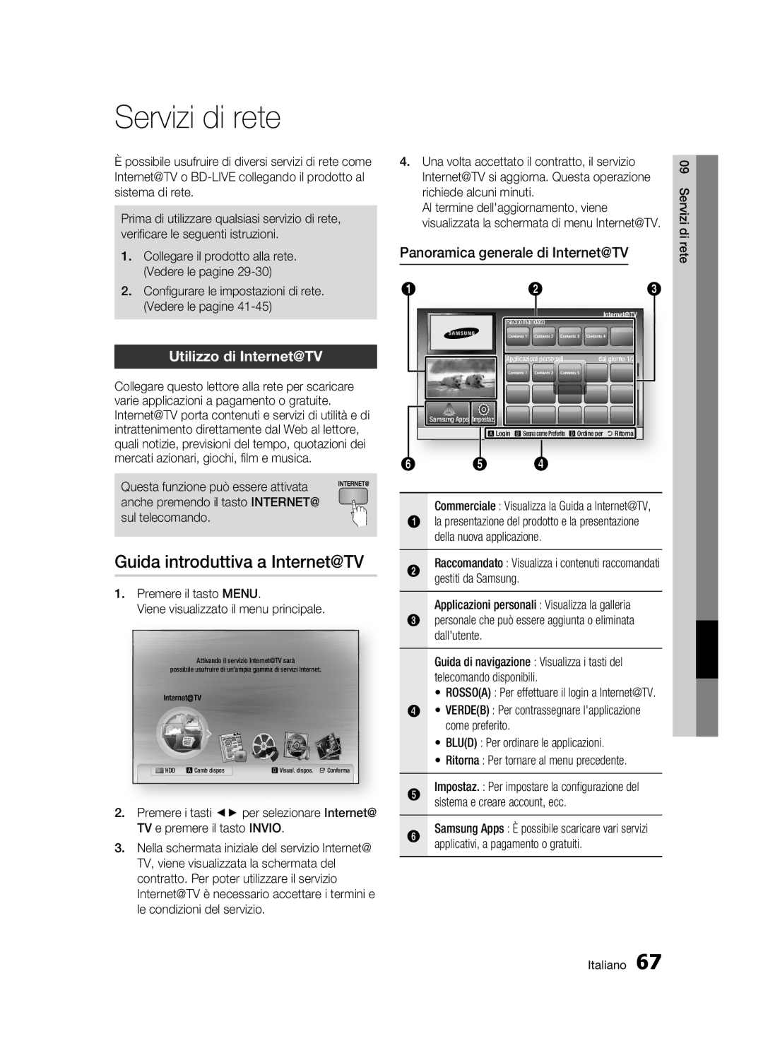 Samsung BD-C8200/XEF, BD-C8500/EDC, BD-C8500/XEF Servizi di rete, Guida introduttiva a Internet@TV, Utilizzo di Internet@TV 