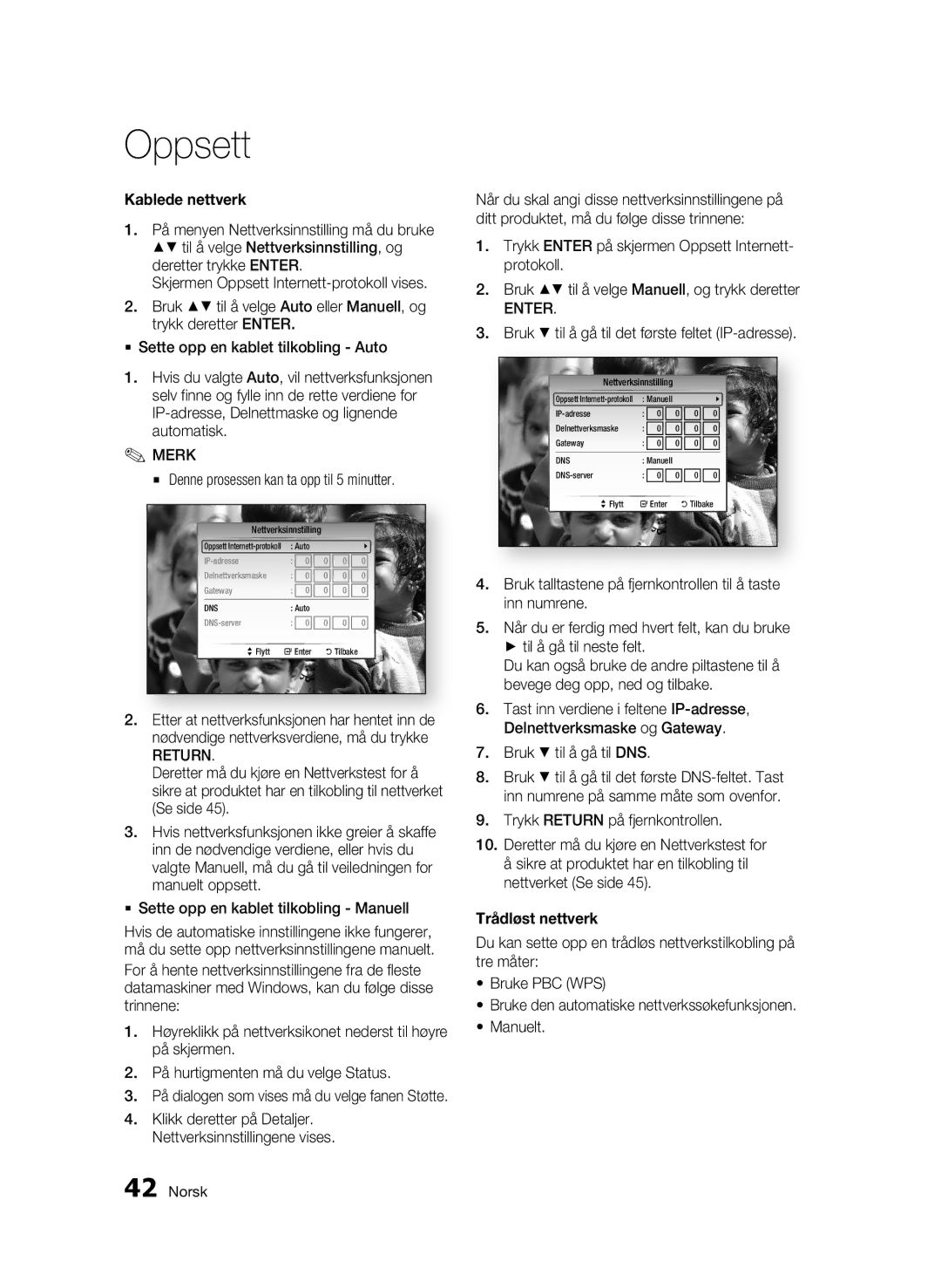 Samsung BD-C8500/XEE, BD-C8200/XEE manual Kablede nettverk, Return, Trådløst nettverk 