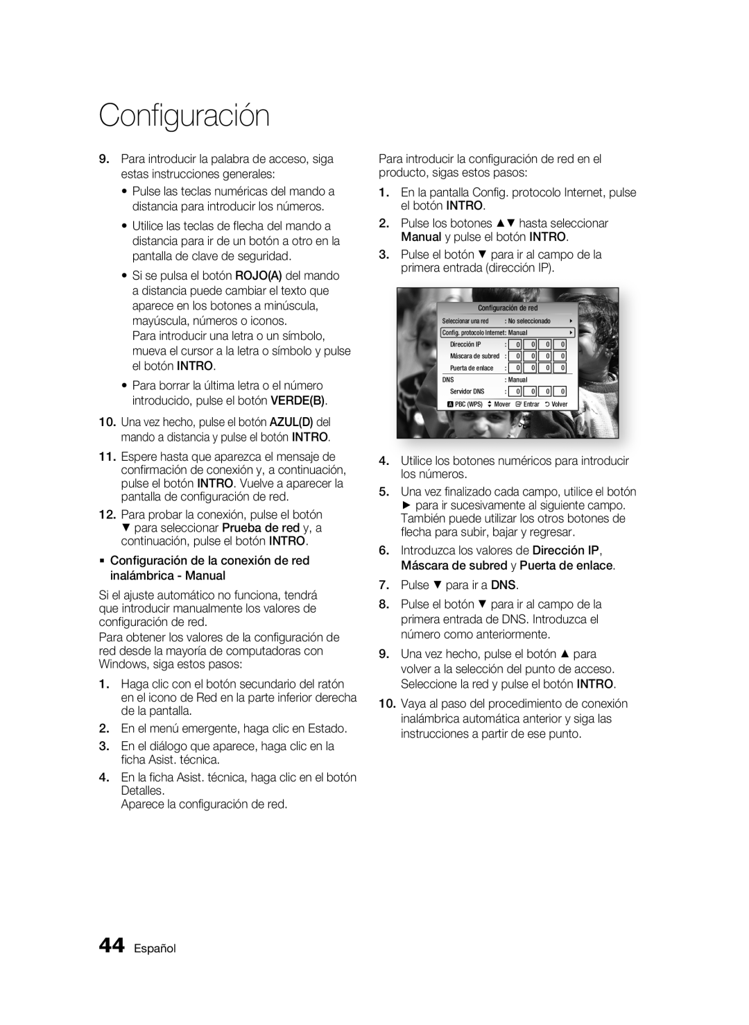 Samsung BD-C8500/XEN, BD-C8200/XEF manual Utilice los botones numéricos para introducir los números, Pulse para ir a DNS 