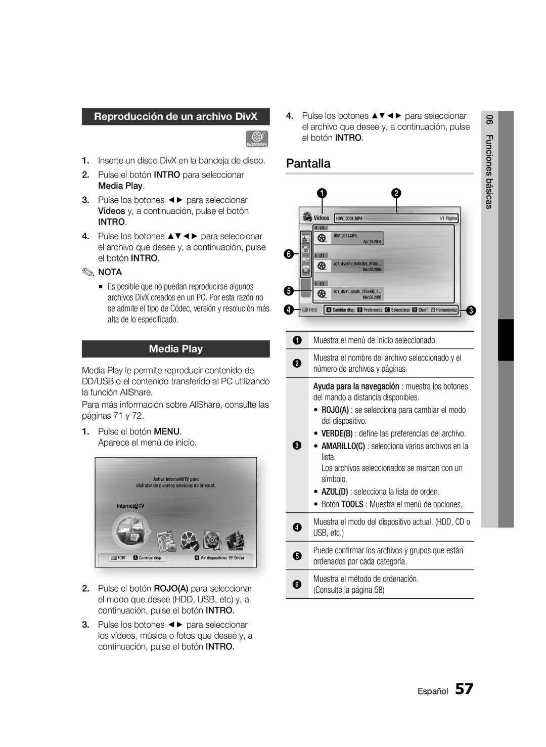 Samsung BD-C8200/XEF, BD-C8500/XEN, BD-C8500/XEF, BD-C8500/XEE manual Reproducción de un archivo DivX, Media Play 