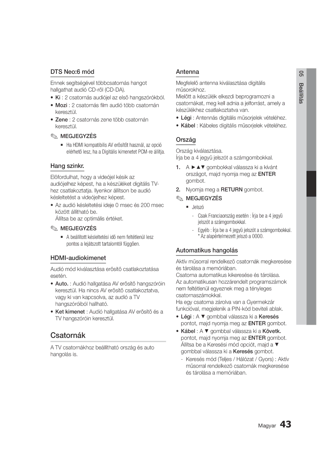 Samsung BD-C8900/XEE, BD-C8900/EDC, BD-C8900/XEF, BD-D8900/EN manual Csatornák 