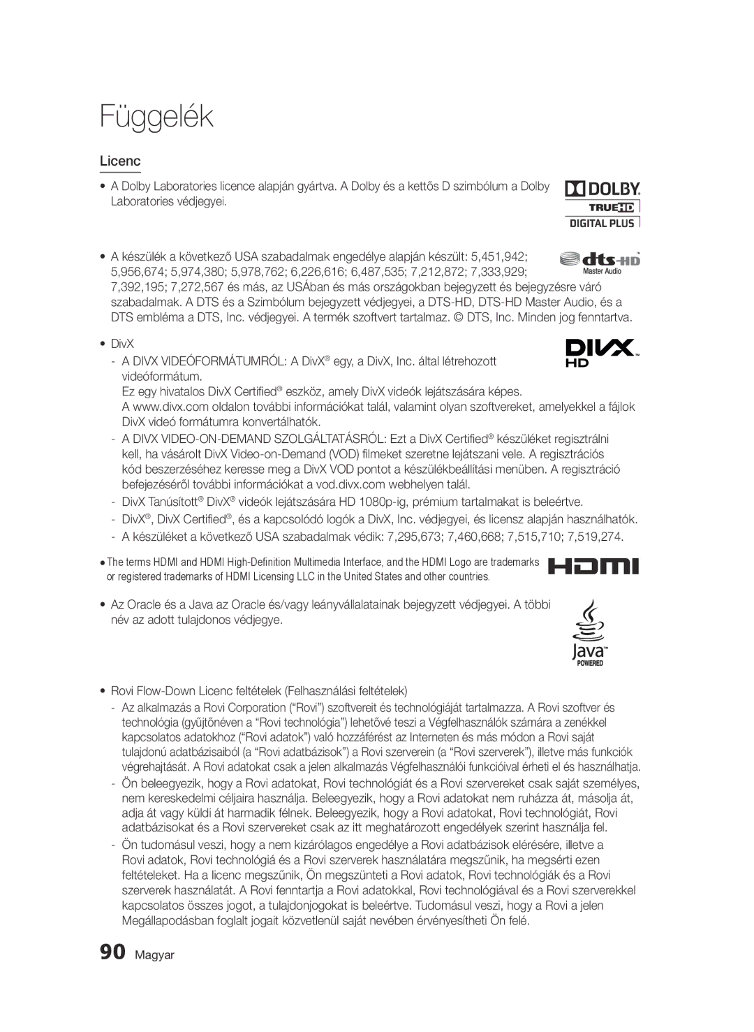 Samsung BD-D8900/EN, BD-C8900/EDC, BD-C8900/XEF, BD-C8900/XEE manual Licenc 