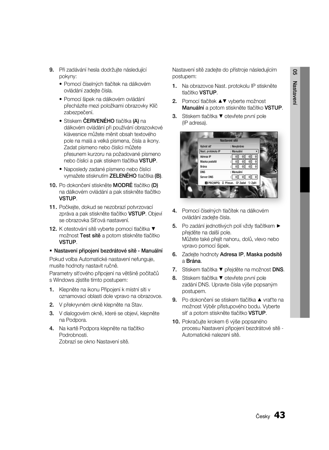 Samsung BD-C8900/EDC manual Manuální Server DNS Pbcwps Přesun. Zadat Zpět 