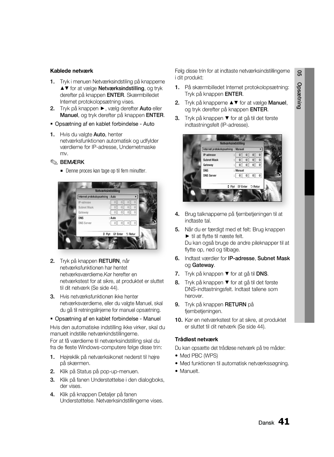 Samsung BD-C8900/XEE manual Kablede netværk, Trådløst netværk 