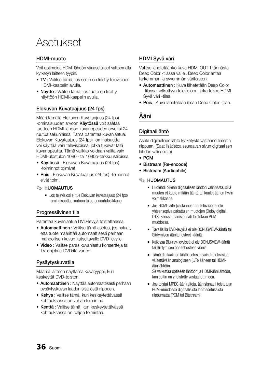 Samsung BD-C8900/XEE manual Ääni 