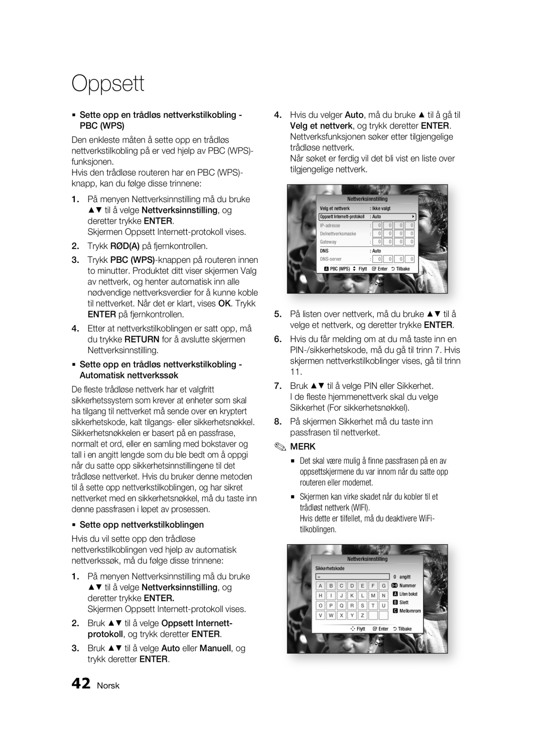 Samsung BD-C8900/XEE manual  Sette opp nettverkstilkoblingen, Skjermen Oppsett Internett-protokoll vises 