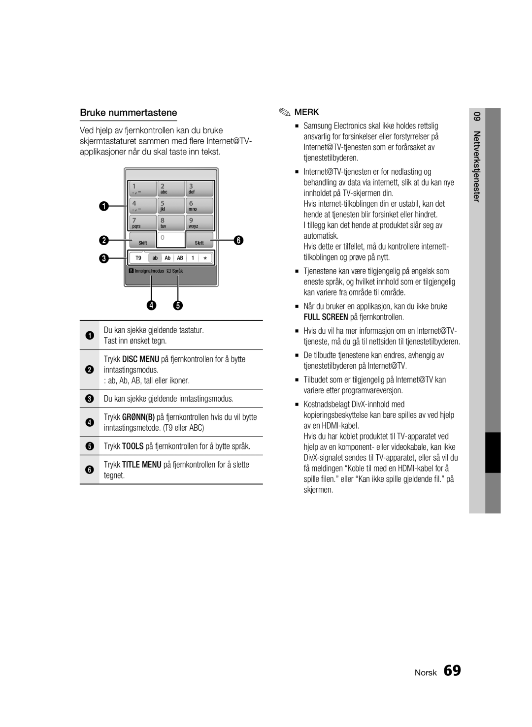 Samsung BD-C8900/XEE manual Bruke nummertastene 