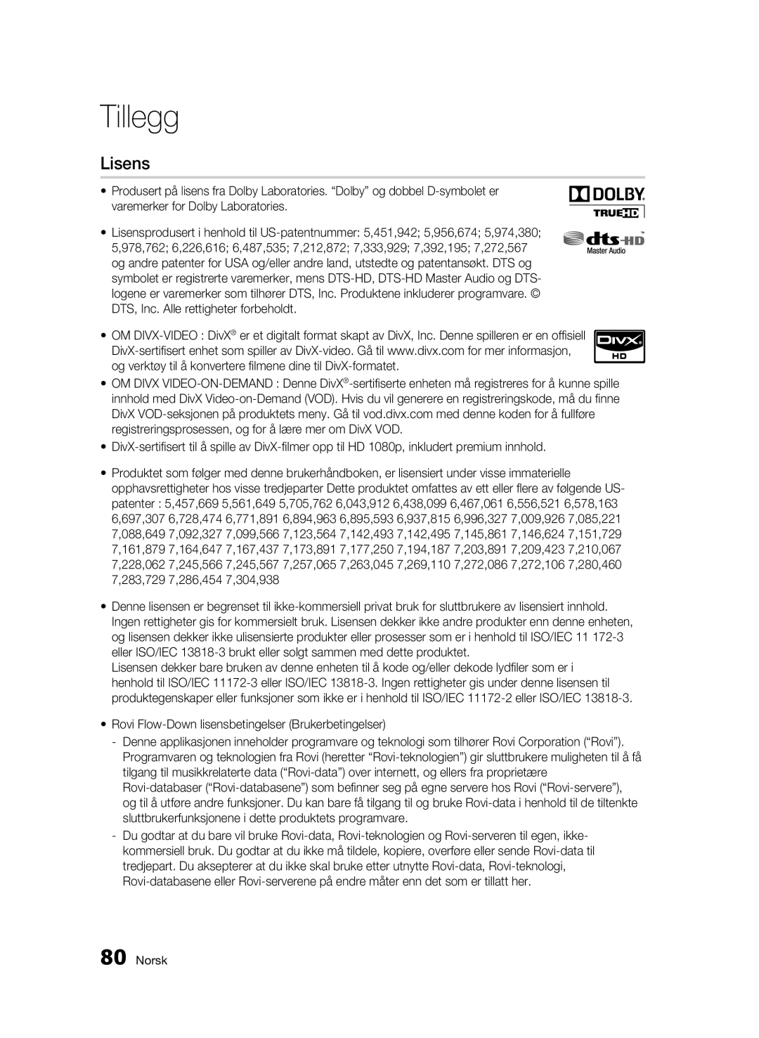 Samsung BD-C8900/XEE manual Lisens 