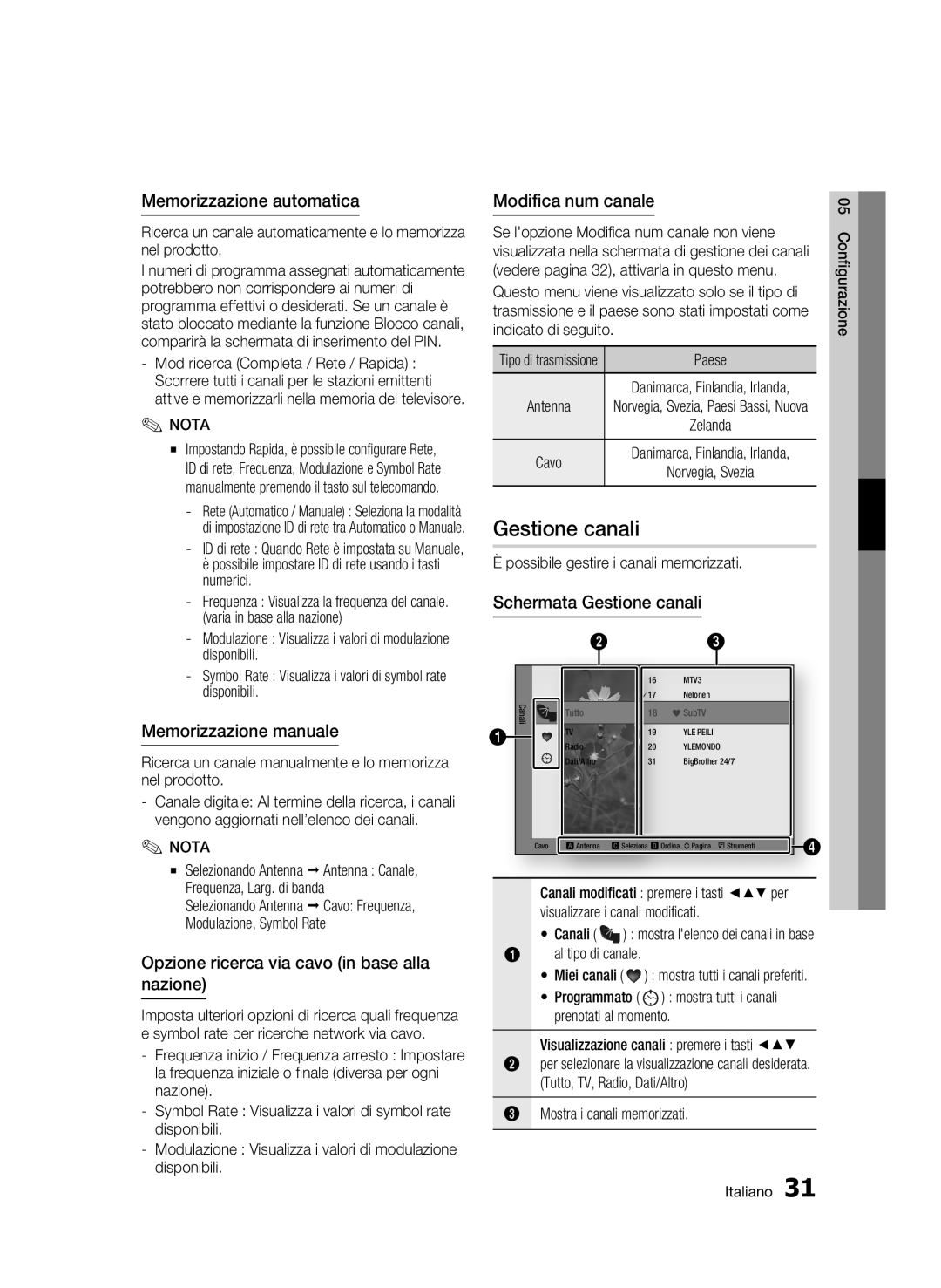 Samsung BD-C8900/XEF manual Gestione canali 