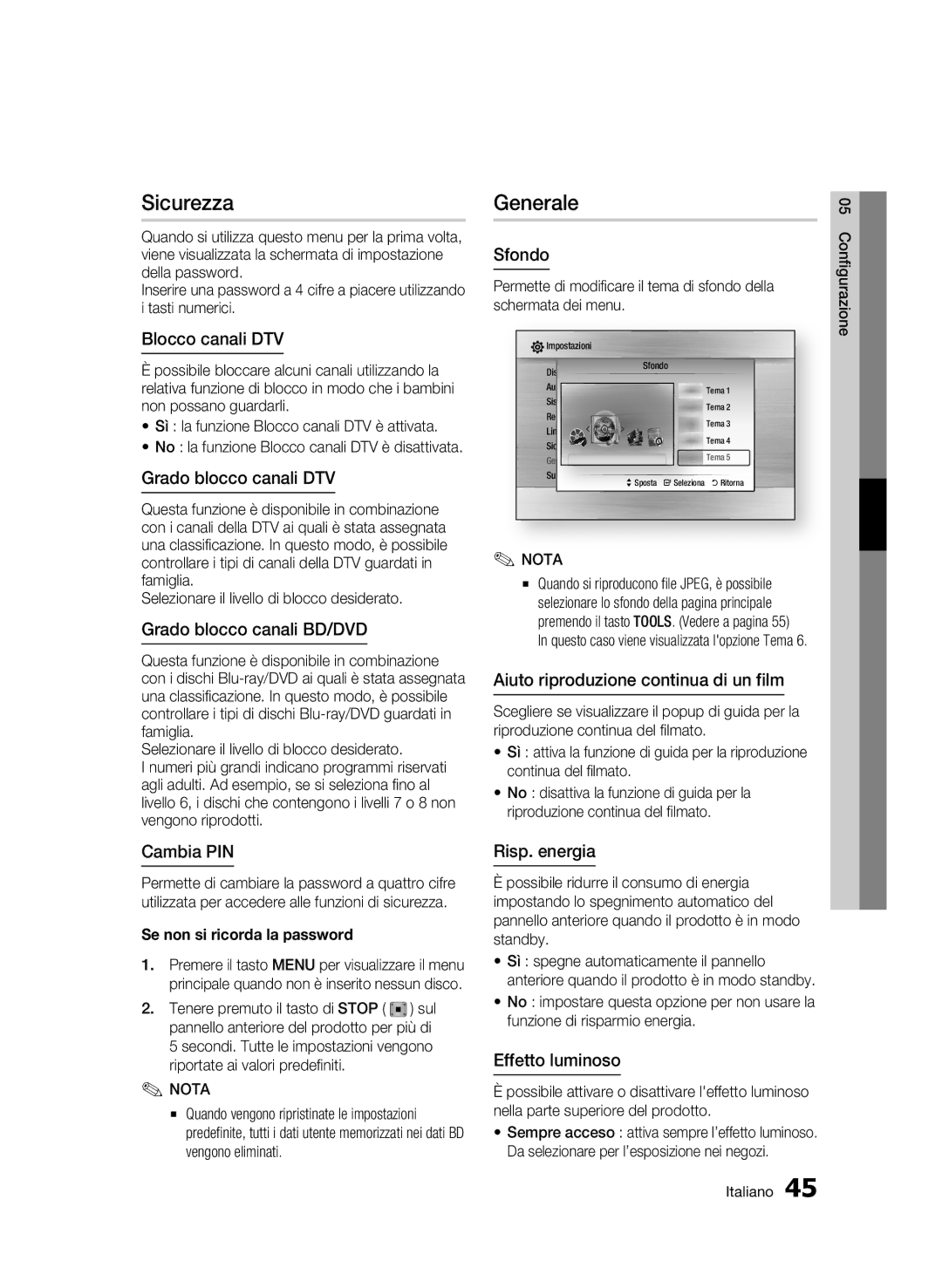 Samsung BD-C8900/XEF manual Sicurezza, Generale 