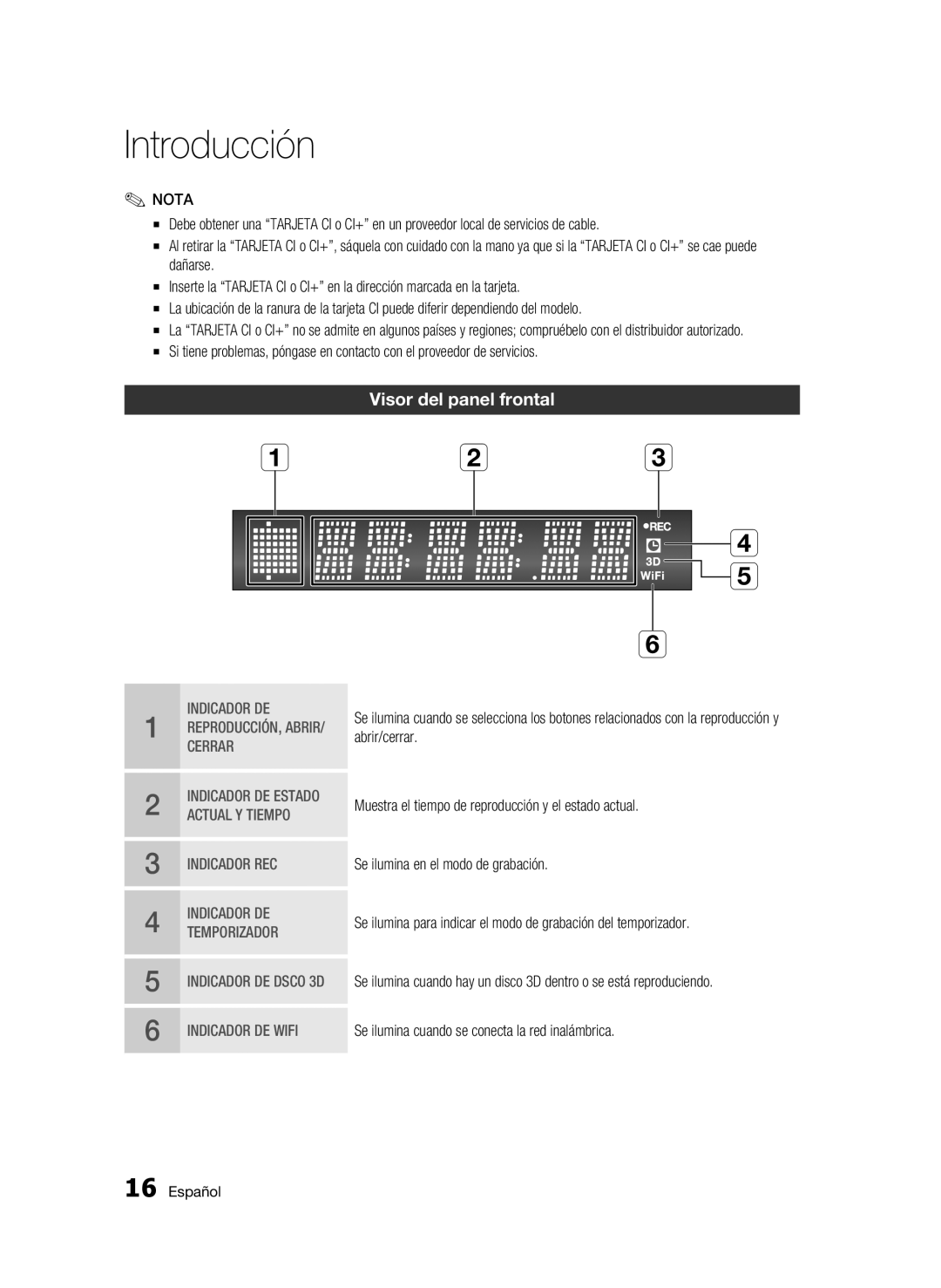 Samsung BD-C8900/XEF manual Visor del panel frontal, Indicador DE 