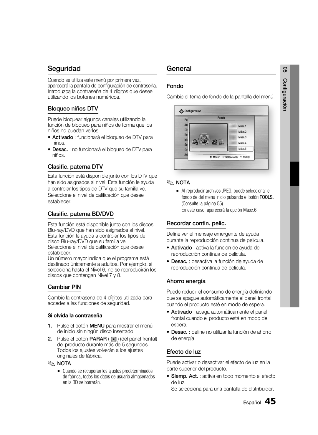 Samsung BD-C8900/XEF manual Seguridad, General 