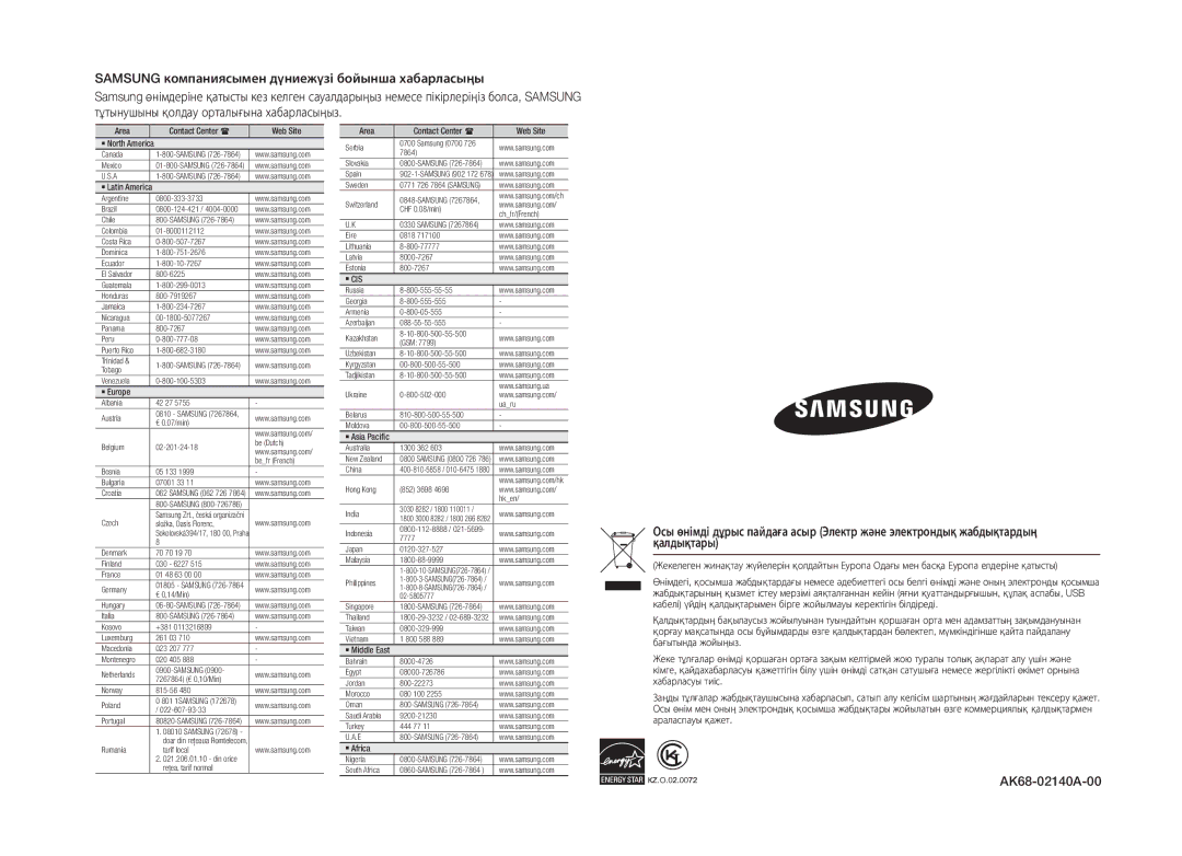 Samsung BD-D5100/RU, BD-D5100/ZS manual AK68-02140A-00 