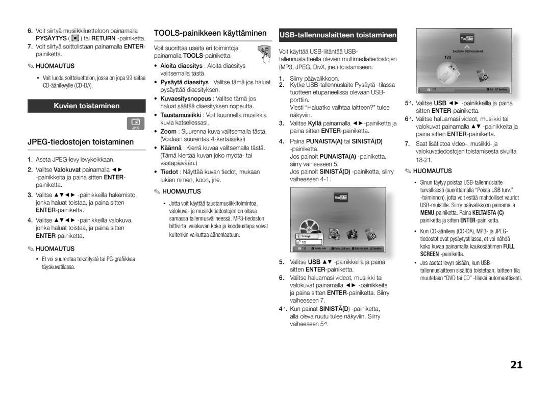 Samsung BD-D5100/XE manual JPEG-tiedostojen toistaminen, TOOLS-painikkeen käyttäminen, Kuvien toistaminen 