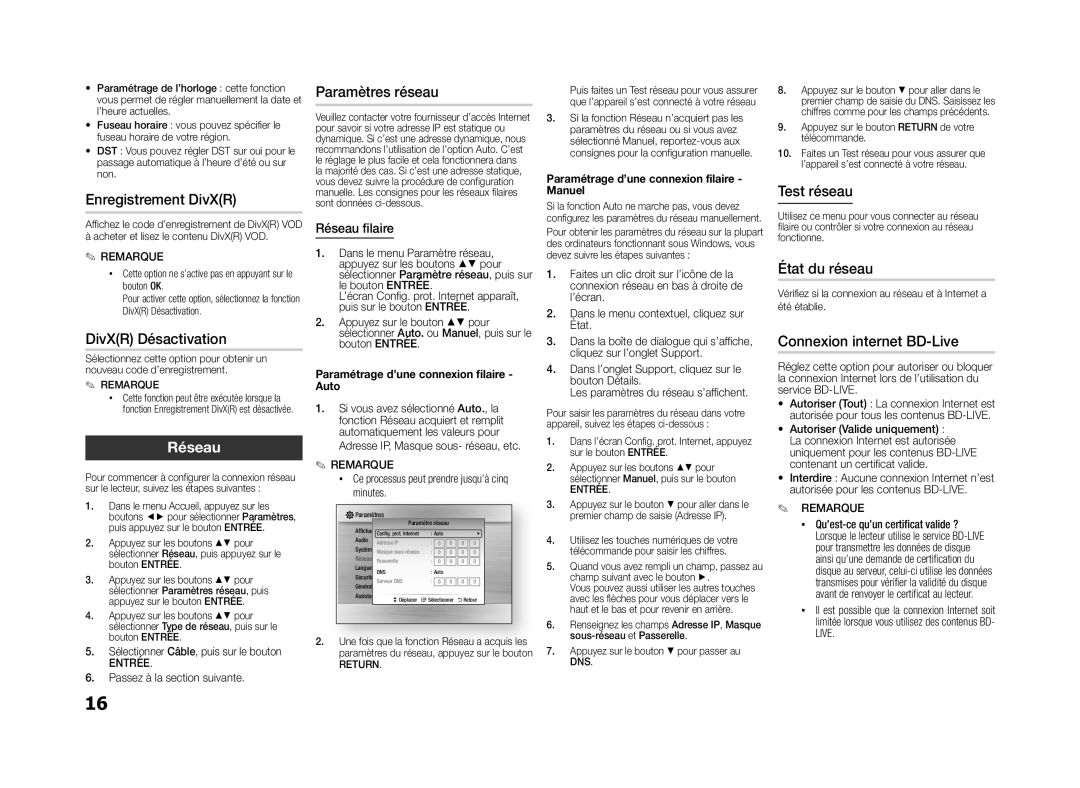 Samsung BD-D5100/ZF manual Réseau 