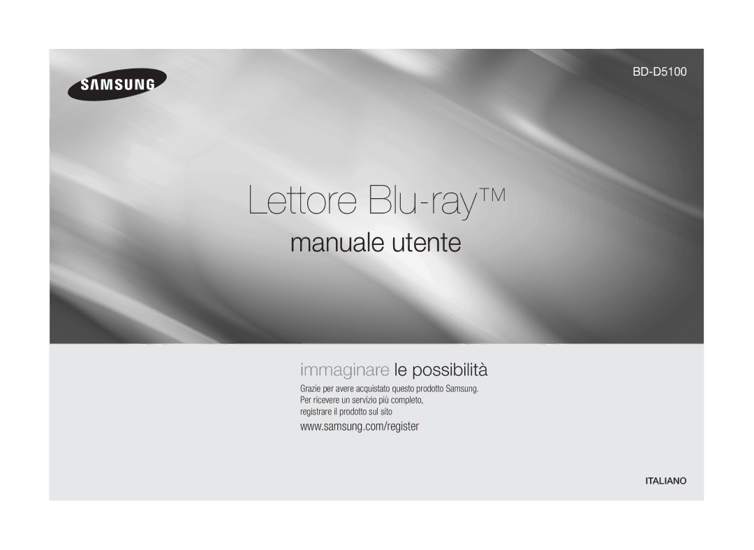 Samsung BD-D5100/ZF manual Lettore Blu-ray, Italiano 