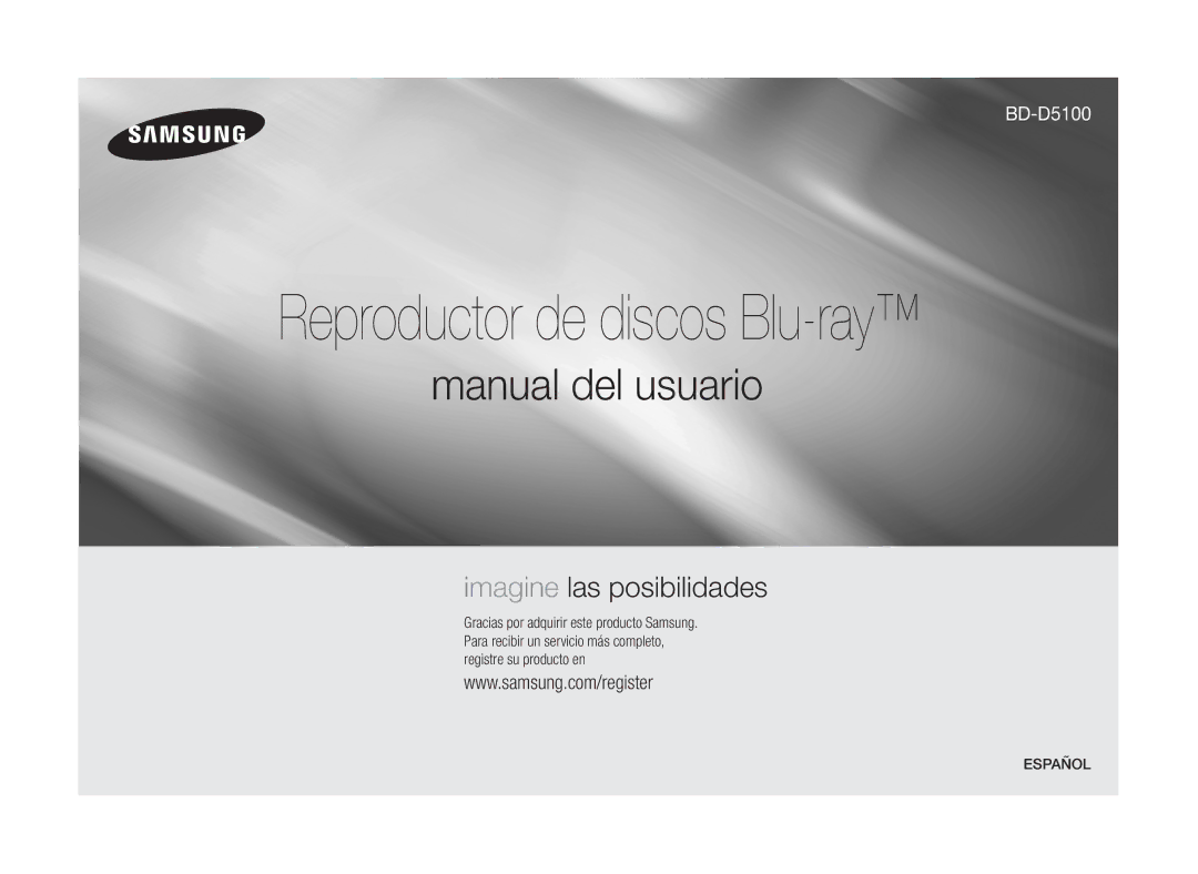 Samsung BD-D5100/ZF manual Reproductor de discos Blu-ray, Español 