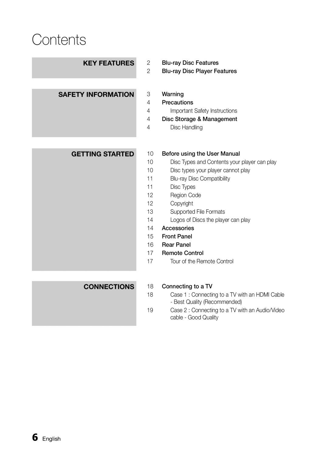 Samsung BD-D5250C user manual Contents 