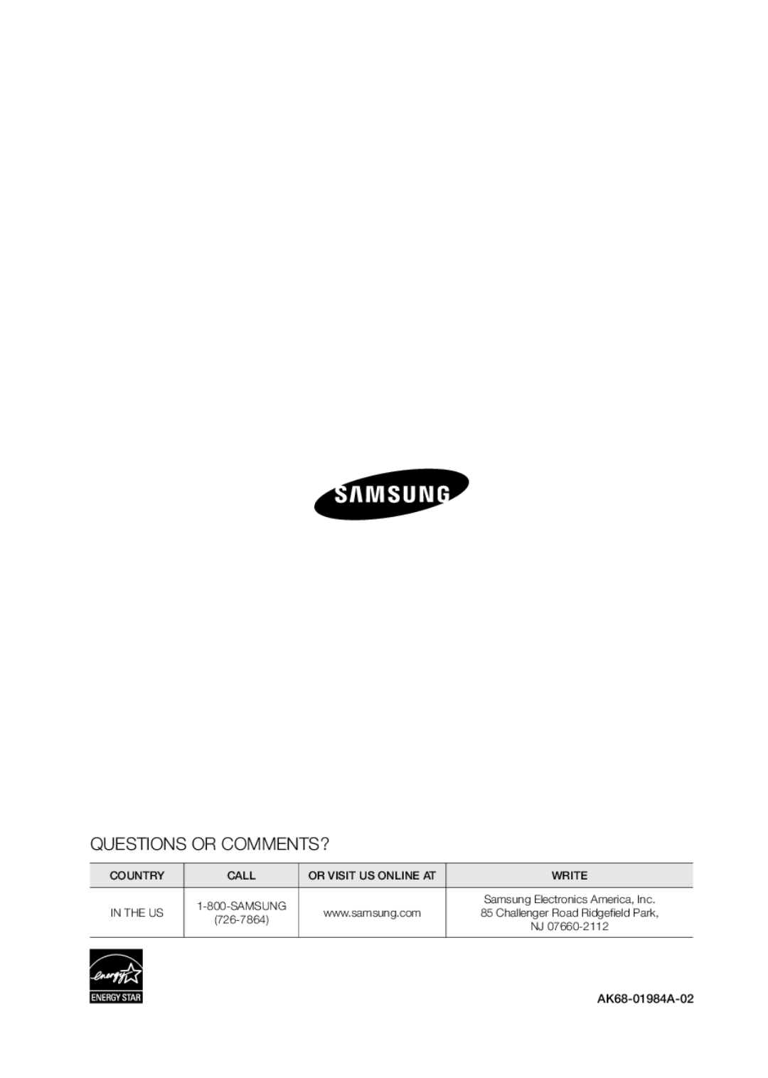 Samsung BD-D5250C user manual Questions or COMMENTS? 