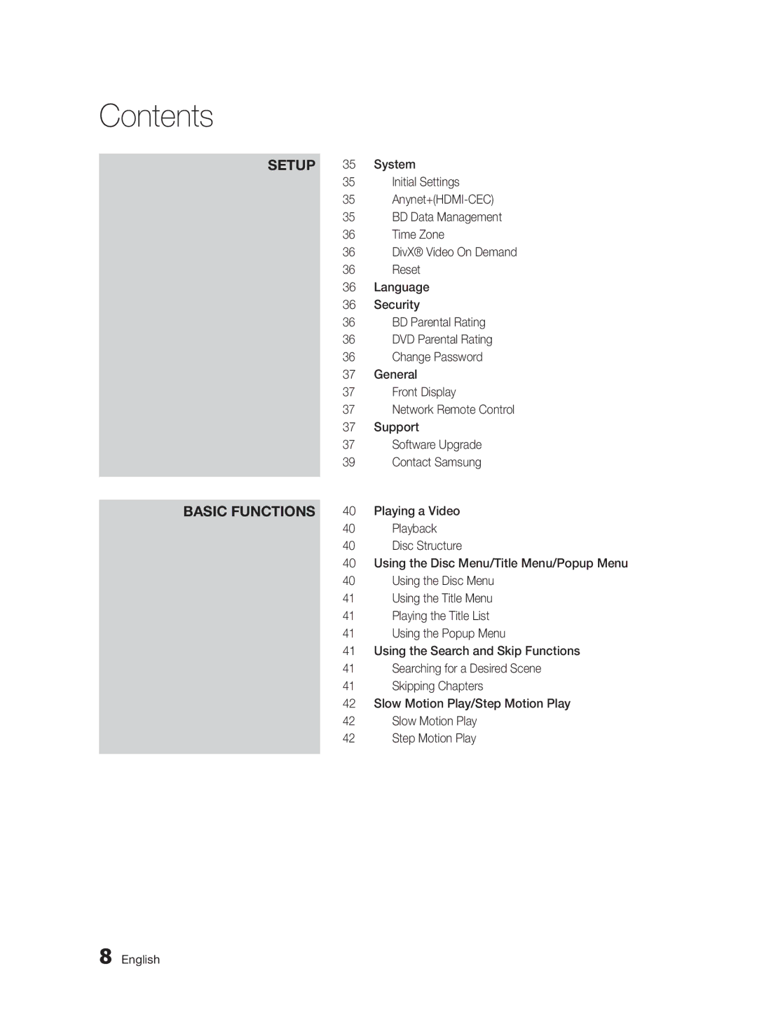 Samsung BD-D5300/EN, BD-D5300/XN, BD-D5300/ZF, BD-D5300/XE manual Basic Functions 