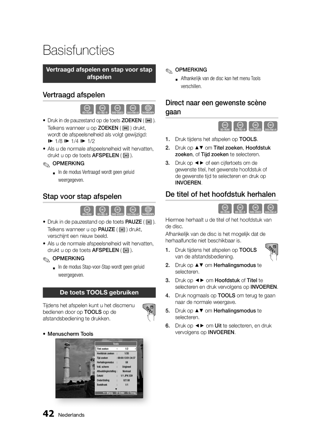 Samsung BD-D5300/XE, BD-D5300/EN manual Vertraagd afspelen, Stap voor stap afspelen, Direct naar een gewenste scène gaan 