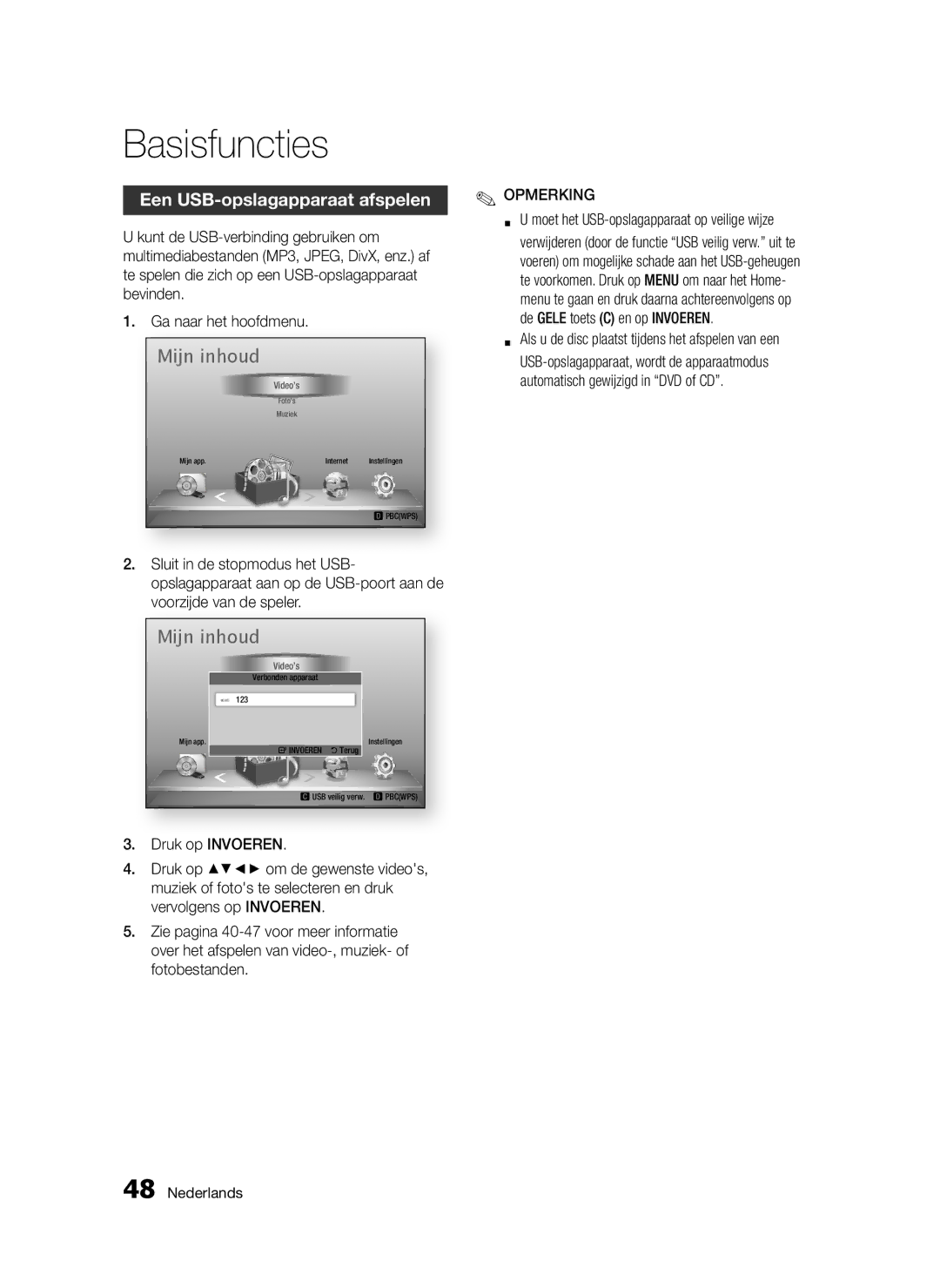 Samsung BD-D5300/XN, BD-D5300/EN, BD-D5300/ZF, BD-D5300/XE manual Een USB-opslagapparaat afspelen 