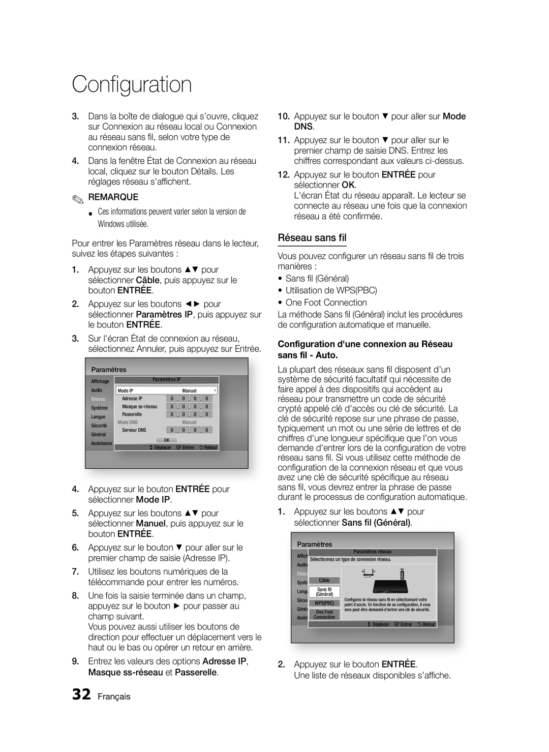 Samsung BD-D5300/EN, BD-D5300/XN, BD-D5300/ZF, BD-D5300/XE manual Configuration dune connexion au Réseau sans fil Auto 