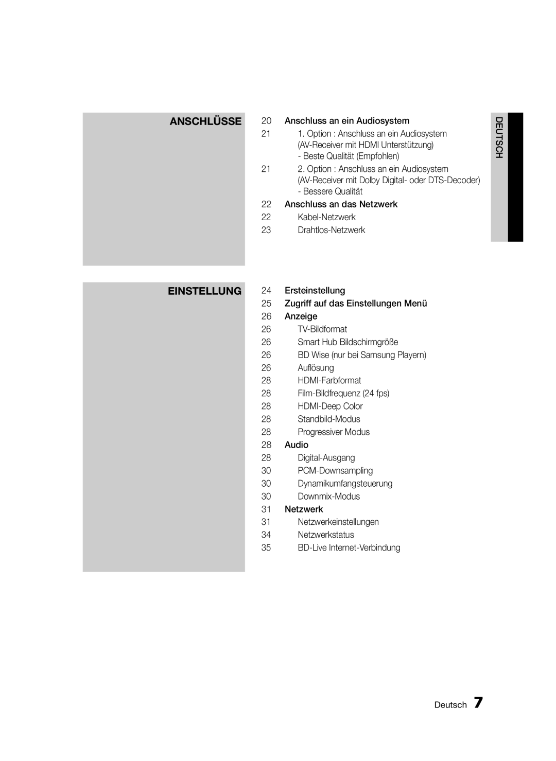 Samsung BD-D5300/XE, BD-D5300/EN, BD-D5300/XN, BD-D5300/ZF manual Einstellung 