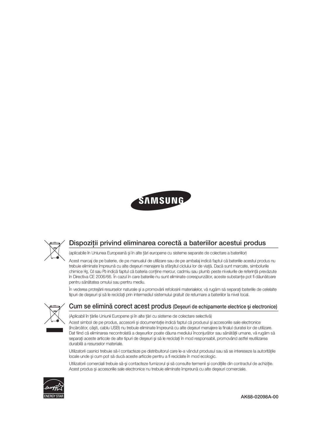 Samsung BD-D5300/EN manual AK68-02098A-00 