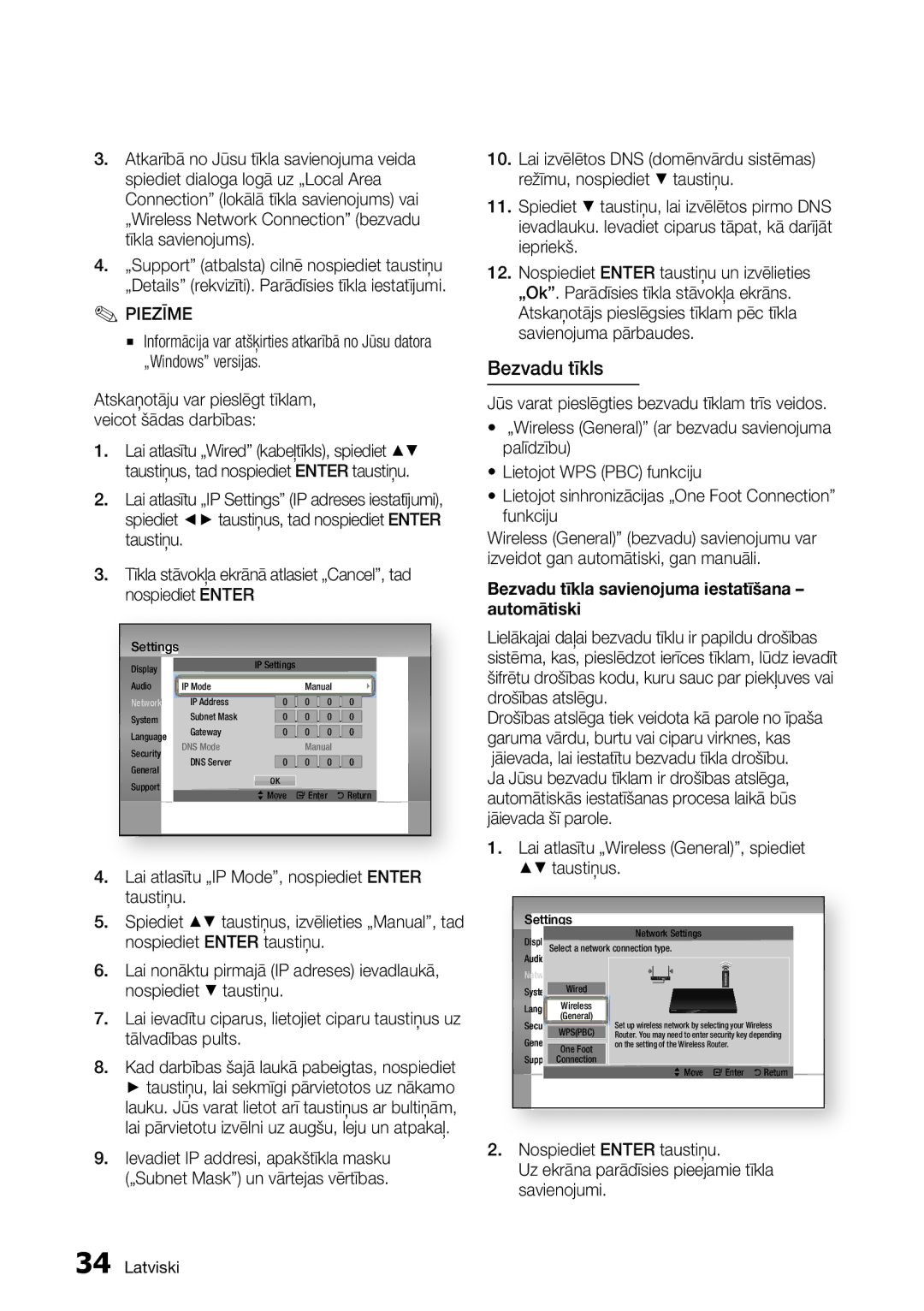 Samsung BD-D5300/EN manual Bezvadu tīkls, Bezvadu tīkla savienojuma iestatīšana automātiski 