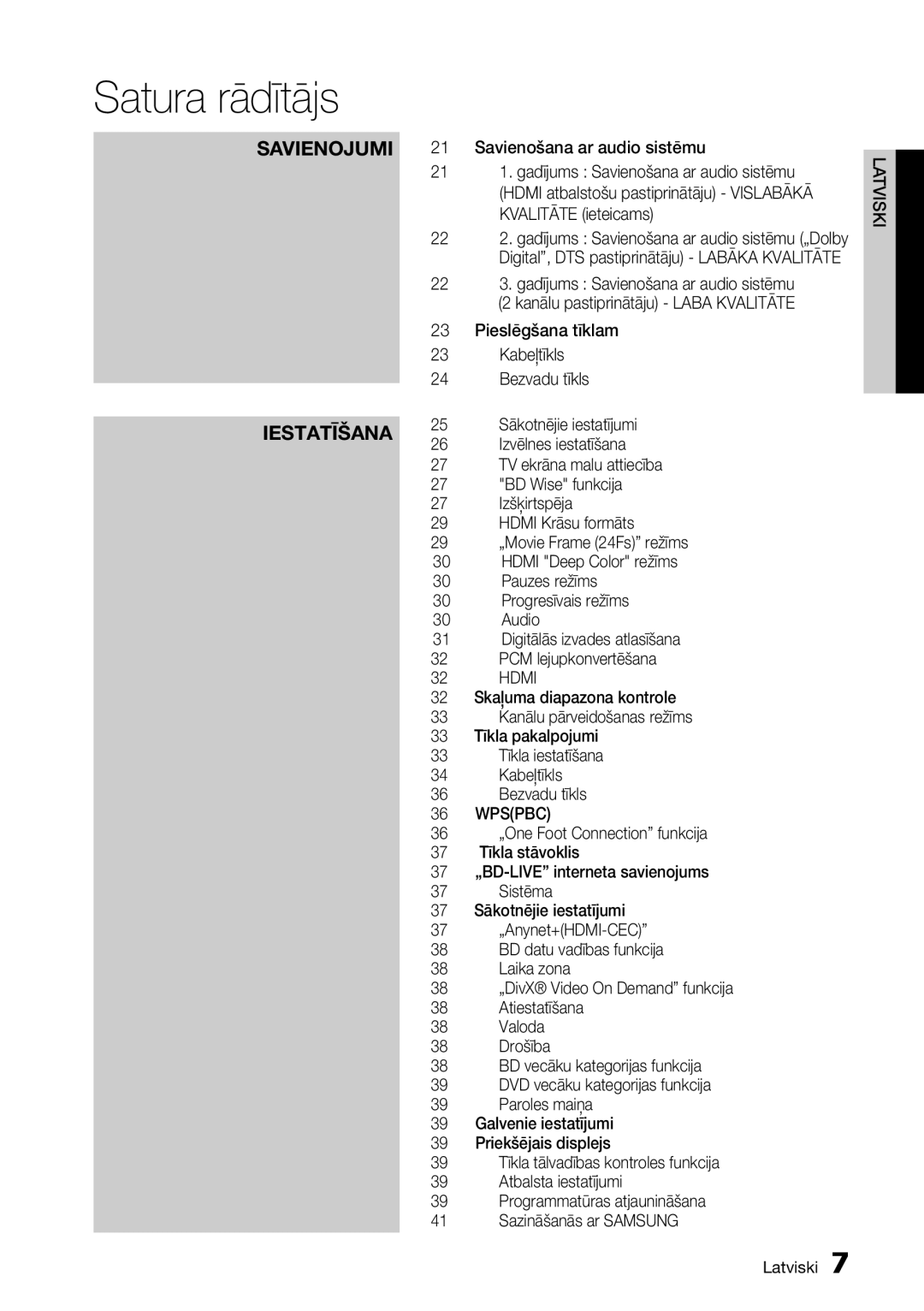 Samsung BD-D5300/EN manual Savienojumi Iestatīšana, Pieslēgšana tīklam Kabeļtīkls Bezvadu tīkls 