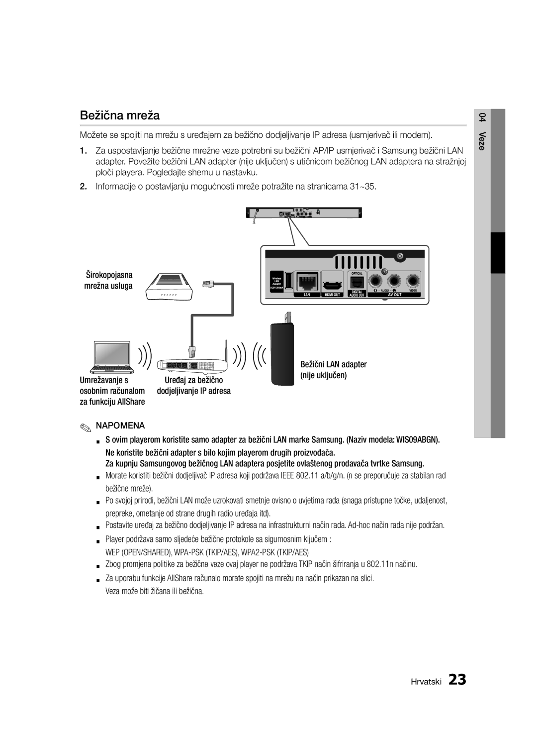 Samsung BD-D5300/EN manual Bežična mreža, Umrežavanje s, Veza može biti žičana ili bežična 