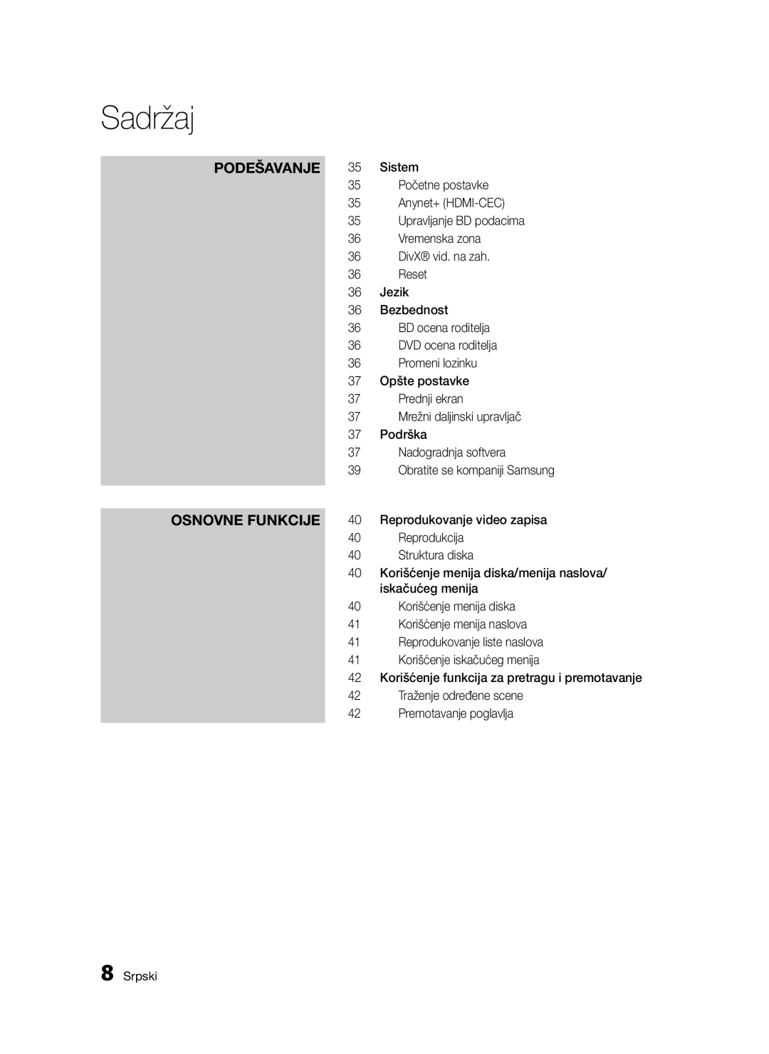 Samsung BD-D5300/EN manual Korišćenje menija diska/menija naslova, Iskačućeg menija, Korišćenje menija naslova 