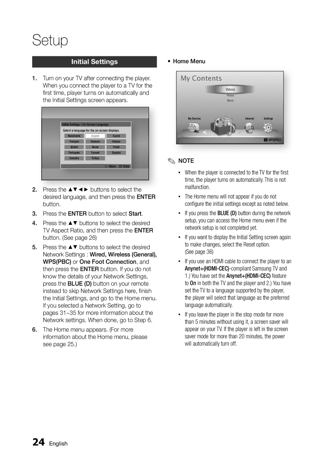 Samsung BD-D5300/UM, BD-D5300/ZN manual Setup, My Contents 