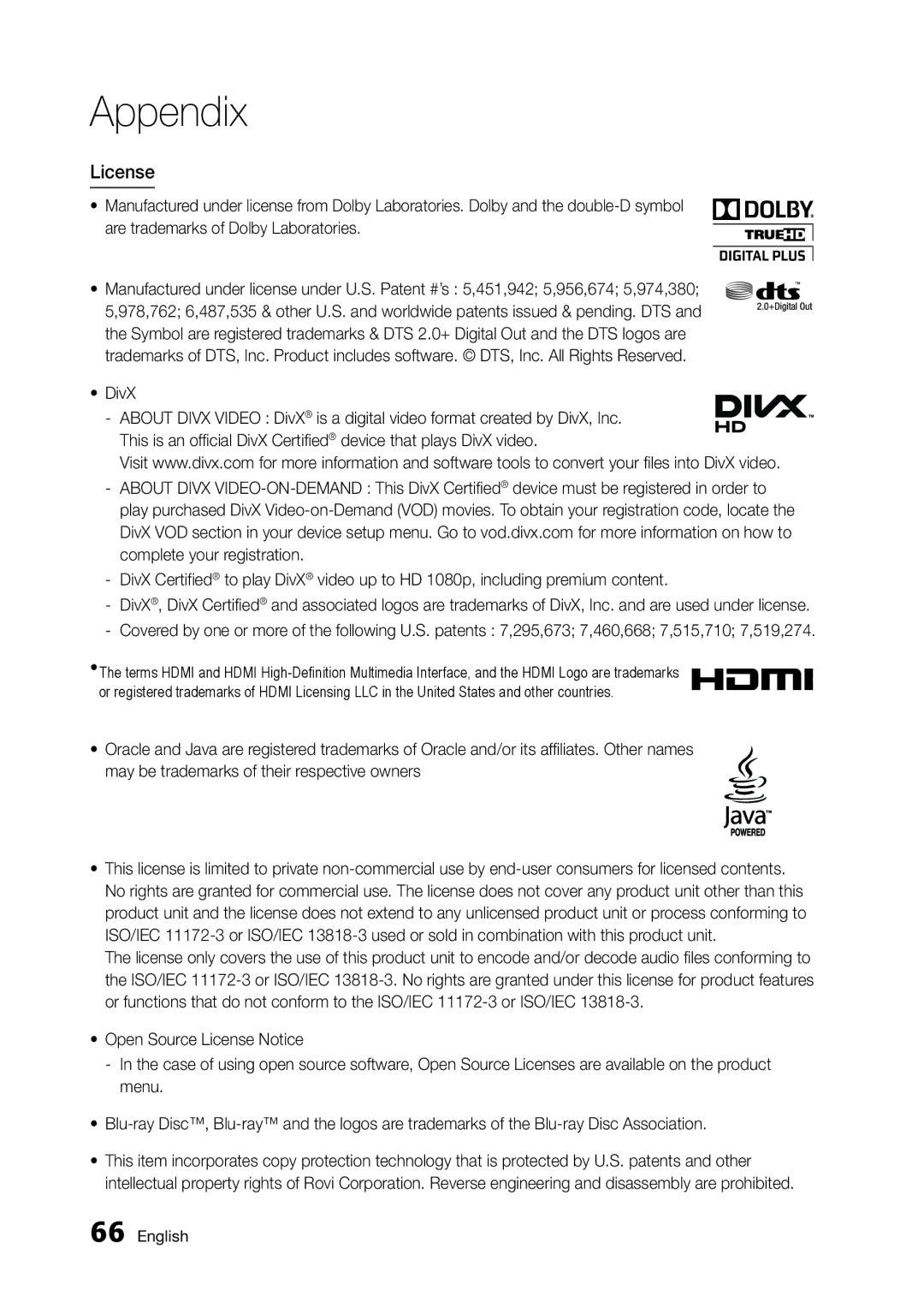 Samsung BD-D5300/UM, BD-D5300/ZN manual License 