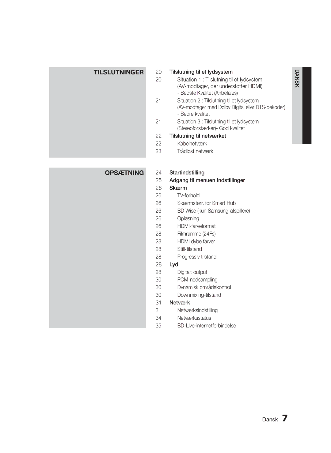 Samsung BD-D5300/XE manual Opsætning 