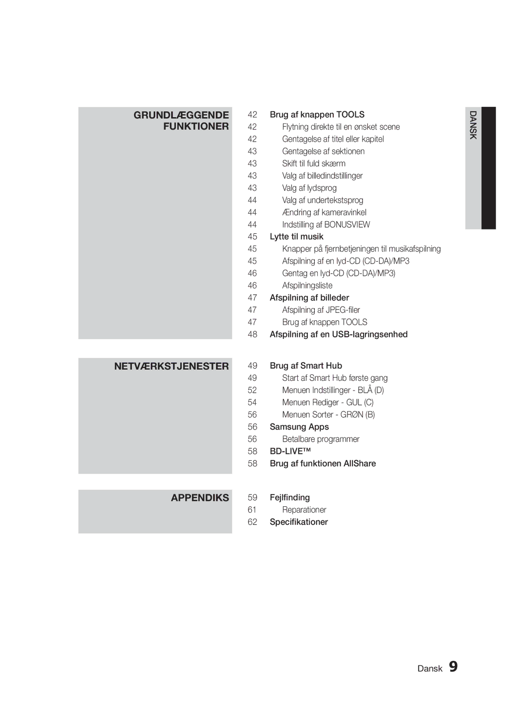 Samsung BD-D5300/XE manual Netværkstjenester, Appendiks 