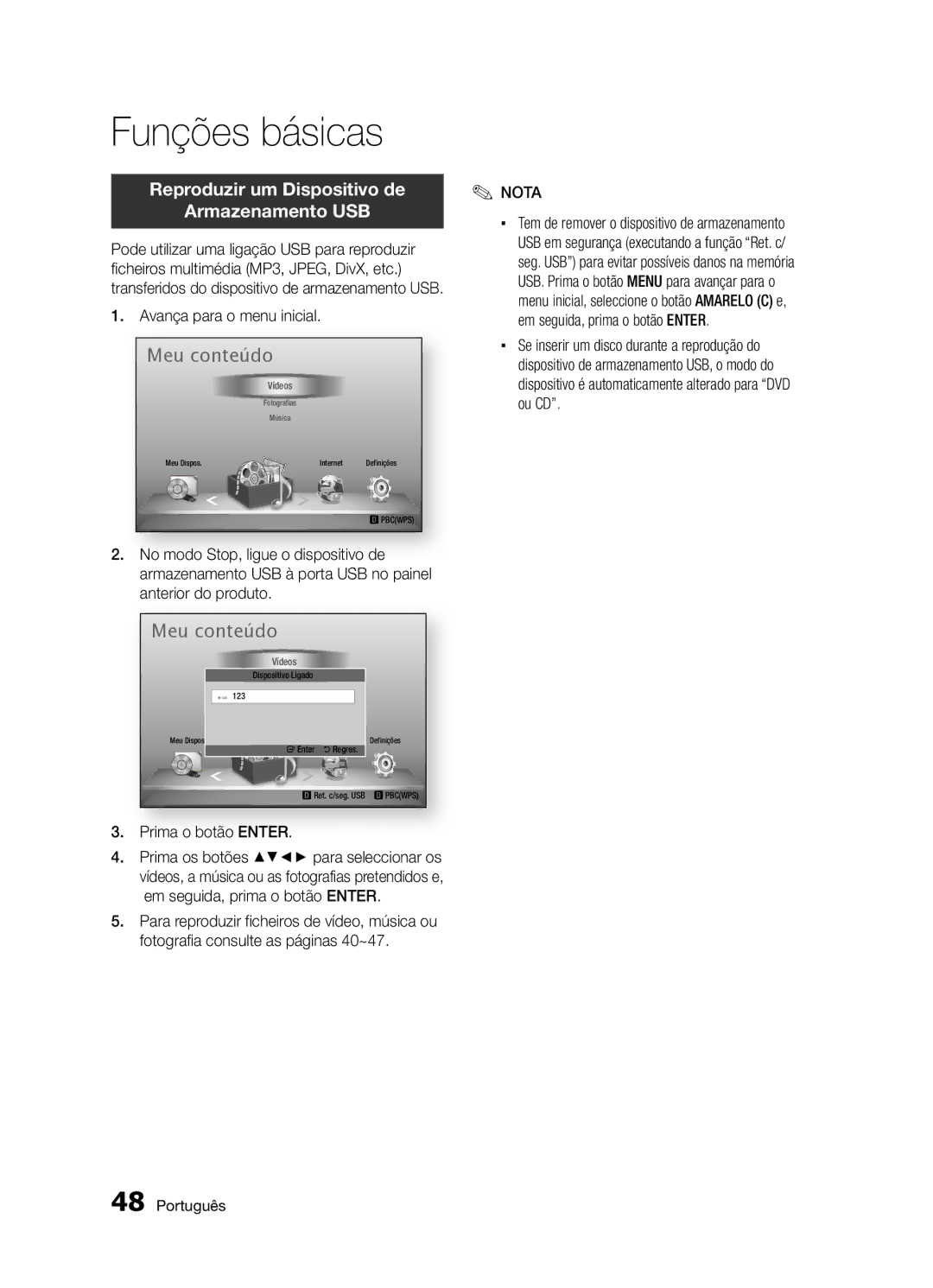 Samsung BD-D5300/ZF manual Reproduzir um Dispositivo de, Armazenamento USB 