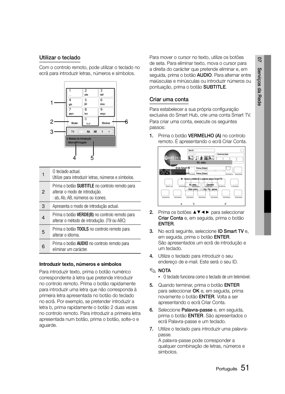 Samsung BD-D5300/ZF manual Utilizar o teclado, Criar uma conta 