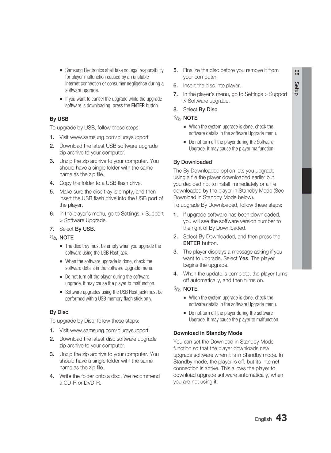 Samsung BD-D5500/ZA user manual By USB, To upgrade By Downloaded, follow these steps, Download in Standby Mode 