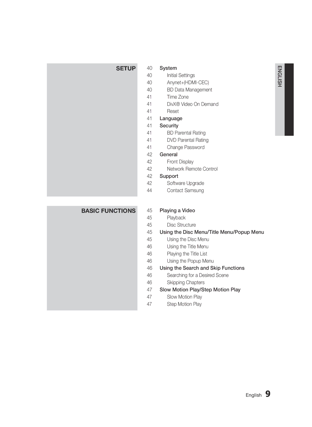 Samsung BD-D5500/ZA user manual Setup Basic Functions 